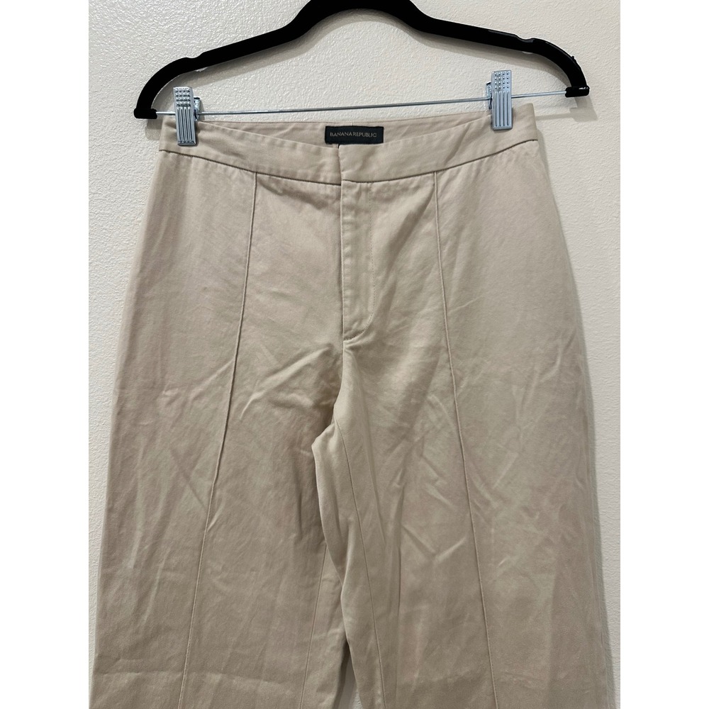 Banana Republic Womens Beige Cotton Pintuck Wide Leg Trousers Size 4 - Picture 2 of 8